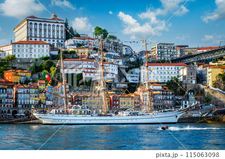 View of Porto city over Douro river. Porto, Vila Nova de Gaia, Portugal 115063098