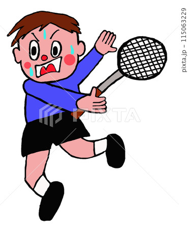 バドミントンをする男性 115063229