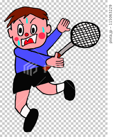 バドミントンをする男性 115063229