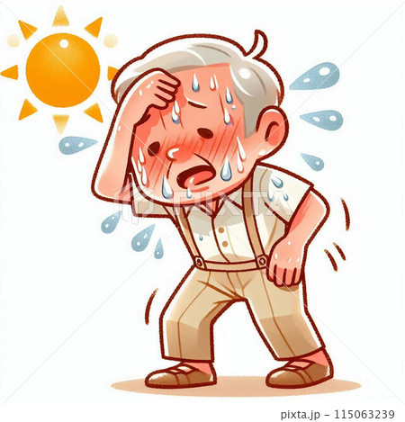 暑さでめまいをおこしたお年寄り 115063239