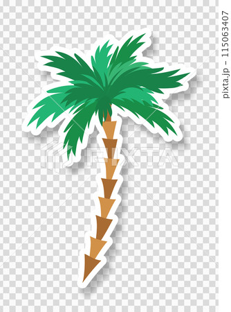 A sticker or palm tree icon on a transparent background. Trendy pop art design of the 80s. 115063407