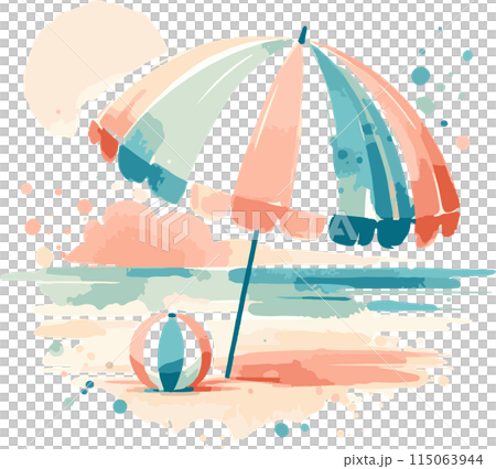 Floating parasol on the beach 115063944