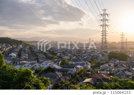 《東京都》一面に広がる住宅街の夕景・東京近郊エリア 《東京都》一面に広がる住宅街の夕景・東京近郊エリア 115064153