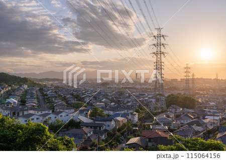《東京都》一面に広がる住宅街の夕景・東京近郊エリア 115064156