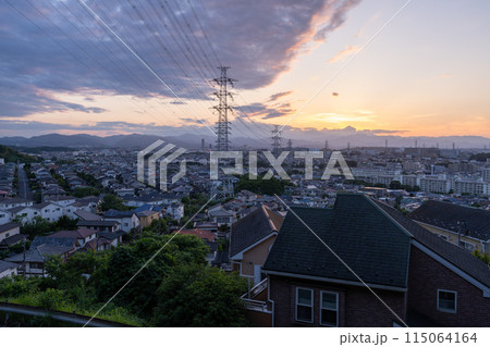 《東京都》一面に広がる住宅街の夕景・東京近郊エリア 《東京都》一面に広がる住宅街の夕景・東京近郊エリア 115064164