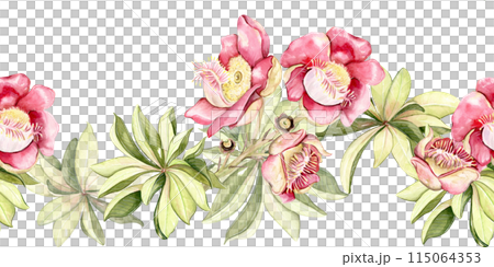 pink floral seamless border pink floral seamless border 115064353