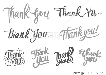 Thank you. Handwritten lettering phrases with modern design vector set. 115065154