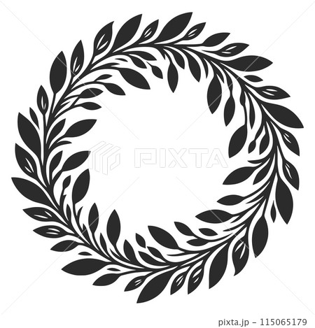 Laurel wreath circle frame isolated on white background. Vector illustration. 115065179