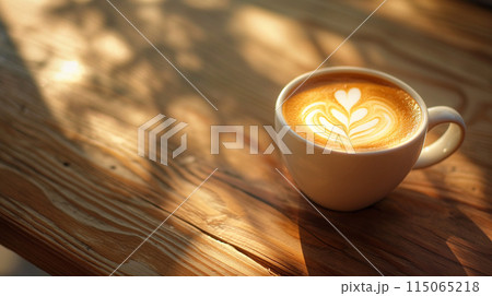 オシャレなカフェのラテアート オシャレなカフェのラテアート 115065218