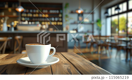 カフェのテーブルに置かれたコーヒー 115065219