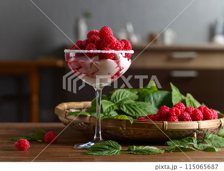 Raspberry dessert with fresh berries. Raspberry dessert with fresh berries. 115065687