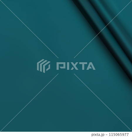 Dark green fabric with a folded corner. Crumpled fabric. eps 10 115065977
