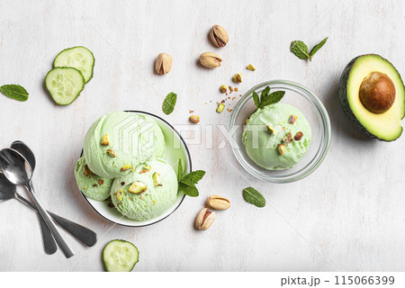 Green vegetable avocado ice cream 115066399