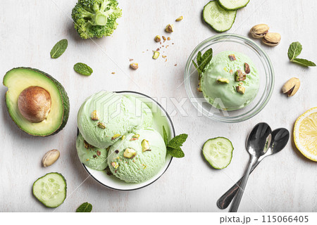 Green vegetable avocado ice cream 115066405