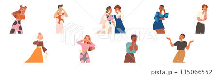 Man and Woman Character Crying, Weeping and Sobbing from Sorrow and Happiness Vector Illustration Set Man and Woman Character Crying, Weeping and Sobbing from Sorrow and Happiness Vector Illustration Set 115066552