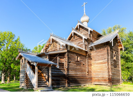 Wooden orthodox church in Vitoslavlitsy village, Veliky Novgorod, Russia Wooden orthodox church in Vitoslavlitsy village, Veliky Novgorod, Russia 115066650