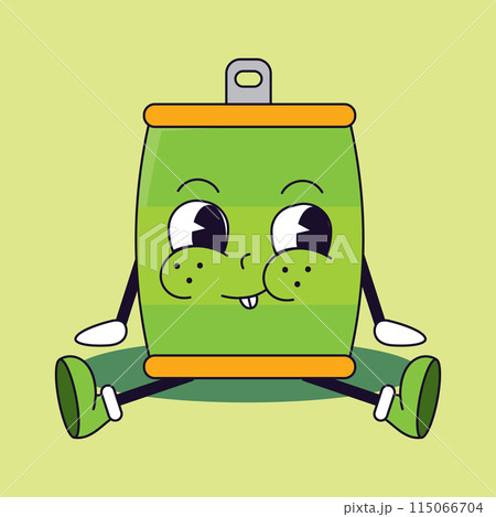 A pixel art illustration of a green can character with arms and legs Vector A pixel art illustration of a green can character with arms and legs Vector 115066704