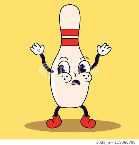 Pixel art bowling pin with humanlike arms and legs Vector 115066706