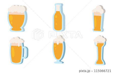 3D Beer glass icons set Vector 115066721