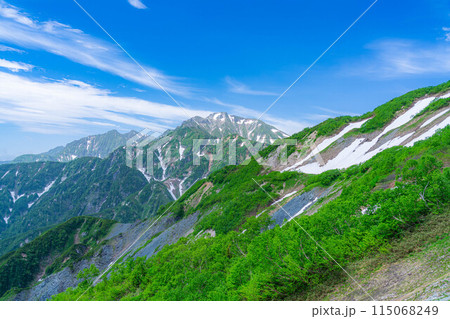 【山岳素材】夏の唐松岳登山風景【長野県】 【山岳素材】夏の唐松岳登山風景【長野県】 115068249