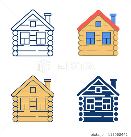Wooden country house icon set 115068441