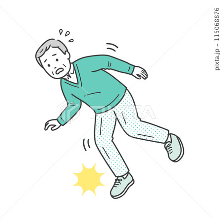 つまずいて慌てる高齢男性 115068876