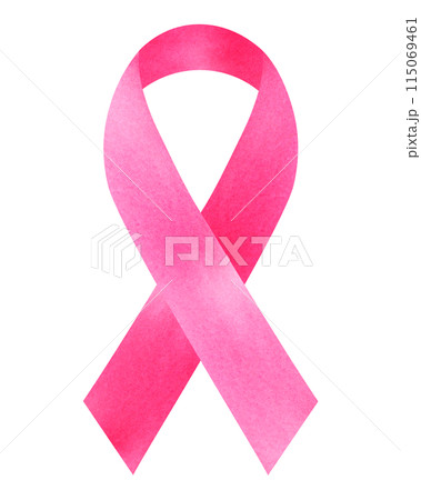水彩テクスチャのピンクリボン 水彩テクスチャのピンクリボン 115069461