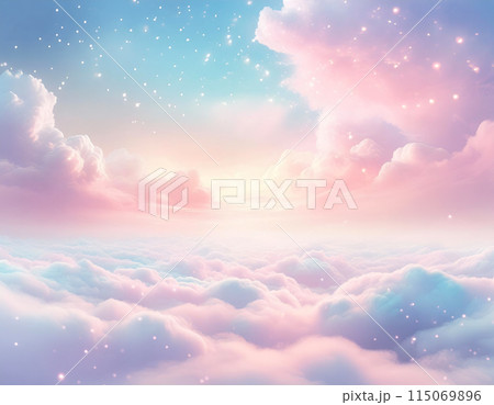 光の粒子が舞う幻想的な雲の上の風景(AI生成画像) 光の粒子が舞う幻想的な雲の上の風景(AI生成画像) 115069896