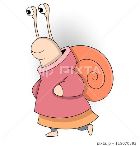 female snail walking slowly towards its nest 115070392