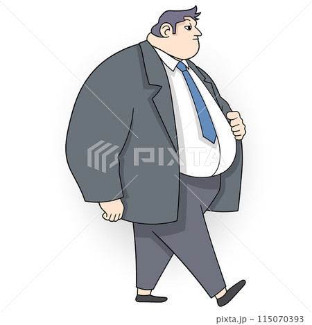 fat bellied man walking towards the office 115070393