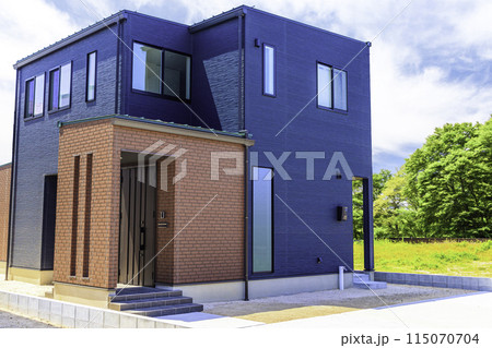 新築住宅外観 青い家 新築住宅外観 青い家 115070704