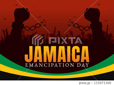 Vector Illustration of Jamaica Emancipation Day on August 1st with a Waving Flag and Patriotic Theme in a National Holiday Flat Cartoon Background 115071300