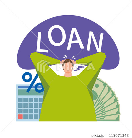 ローンの返済が苦しい男性 ローンの返済が苦しい男性 115071348