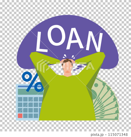 ローンの返済が苦しい男性 ローンの返済が苦しい男性 115071348
