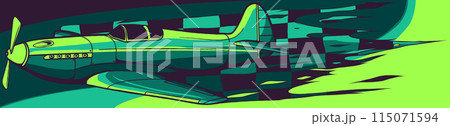 vector illustration of airplane with race flag vector illustration of airplane with race flag 115071594