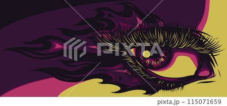 woman eye with fire and flames vector illustration 115071659
