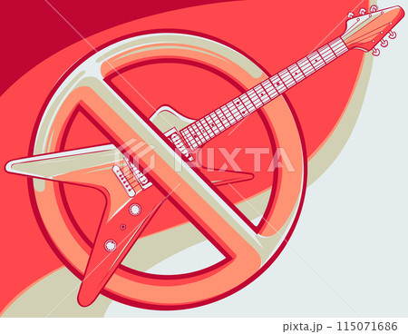 vector No Electric Guitar Sign on White Background 115071686
