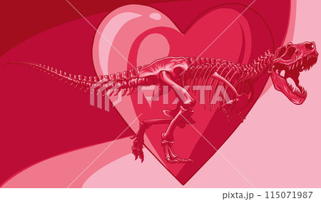 vector illustration of dinosaur skeleton Tyrannosaurus with heart vector illustration of dinosaur skeleton Tyrannosaurus with heart 115071987