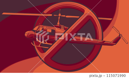 vector illustration of Prohibition sign for all Helicopters. vector illustration of Prohibition sign for all Helicopters. 115071990