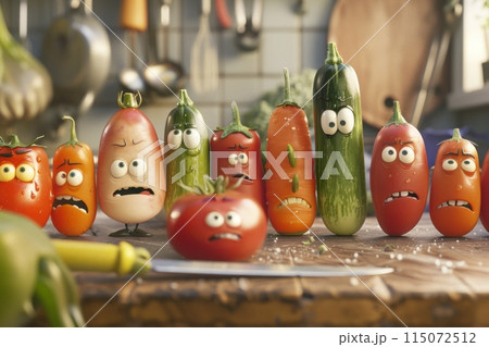 Funny vegetables in the refrigerator. 115072512