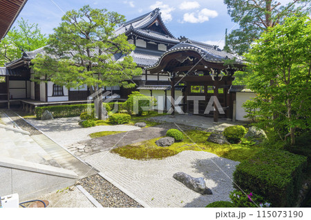 新緑の京都 本法寺 唐門の前に広がる十の庭 新緑の京都 本法寺 唐門の前に広がる十の庭 115073190