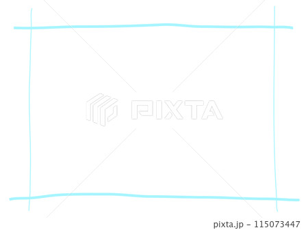 水色の手描き格子フレーム 115073447