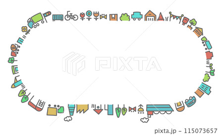 街と物流に関する手描きの背景イラスト 円形 街と物流に関する手描きの背景イラスト 円形 115073657