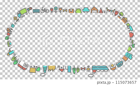 街と物流に関する手描きの背景イラスト 円形 街と物流に関する手描きの背景イラスト 円形 115073657