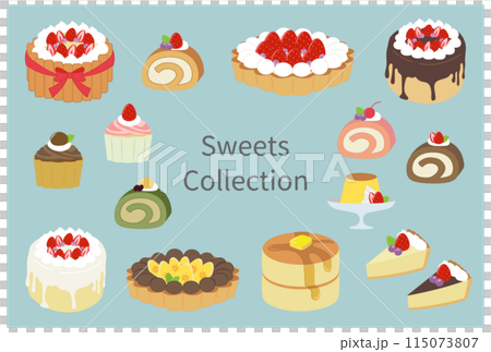 Illustration set of cute sweets 115073807