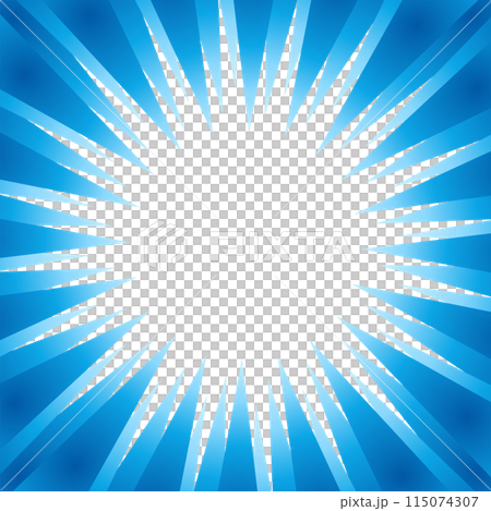 青色のグラデーションの集中線 115074307