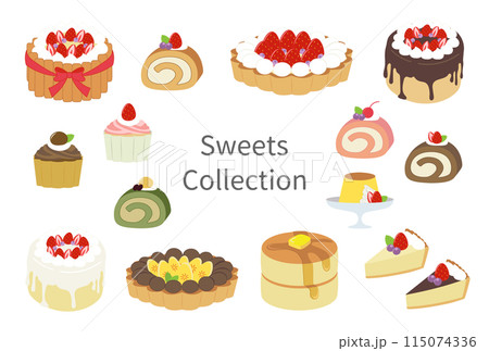 可愛いスイーツのイラストセット 可愛いスイーツのイラストセット 115074336
