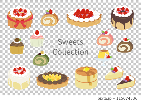 可愛いスイーツのイラストセット 可愛いスイーツのイラストセット 115074336