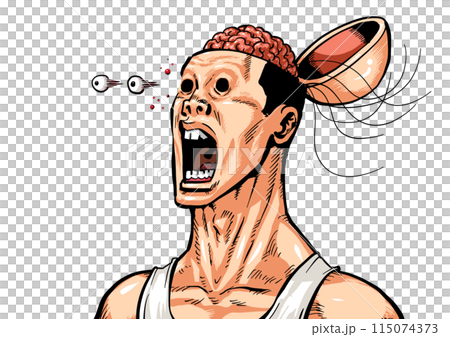 一個男人張開腦袋的插圖 一個男人張開腦袋的插圖 115074373