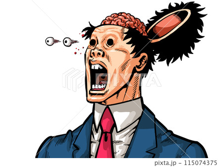 頭がパカっと開いた男性のイラスト 頭がパカっと開いた男性のイラスト 115074375